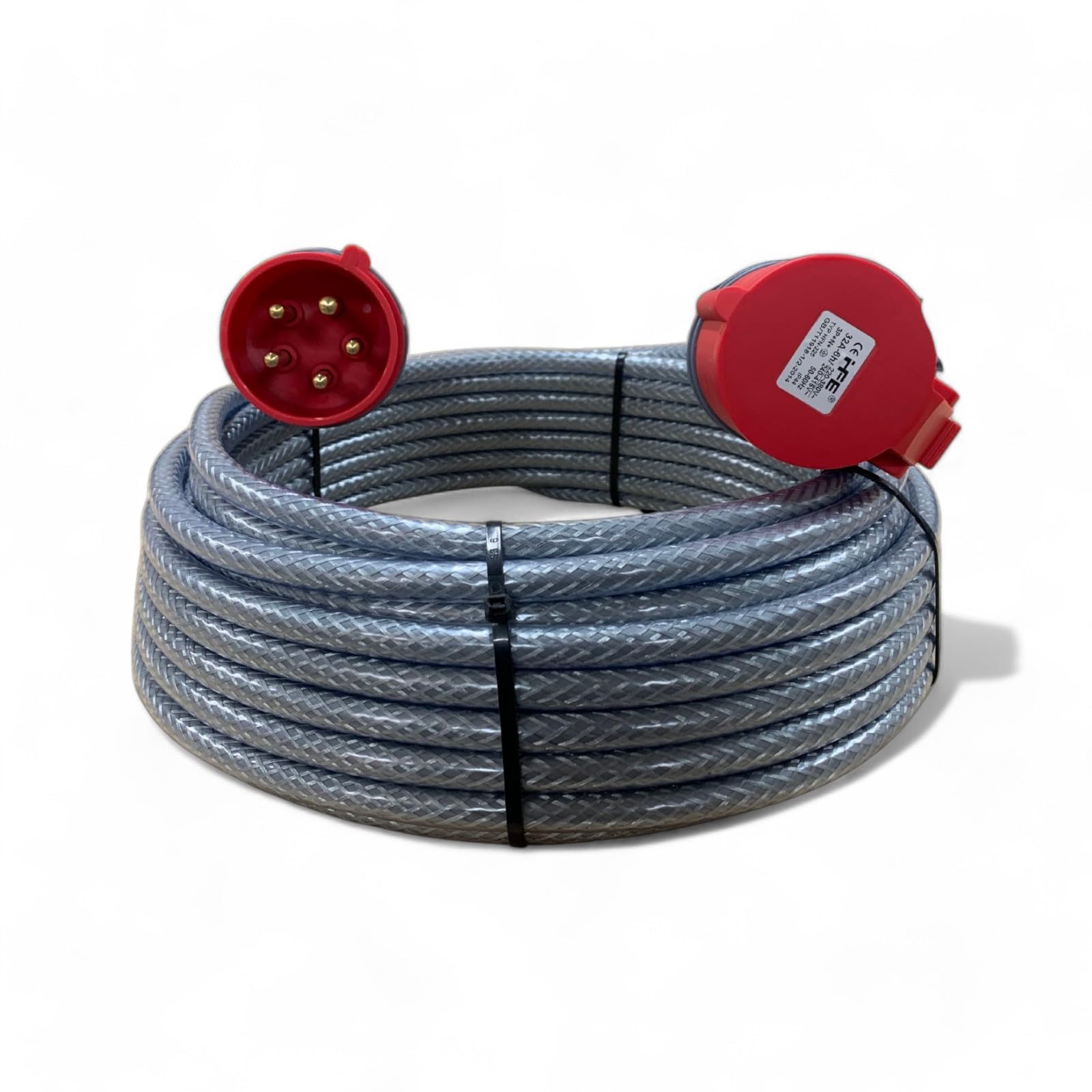 3 Phase 32A 5 Pin 415V Extension Lead 25m IP44 Red IEC 60309 3P+N+E SY Heavy Duty Armoured Cable PAT Tested 25 Metre
