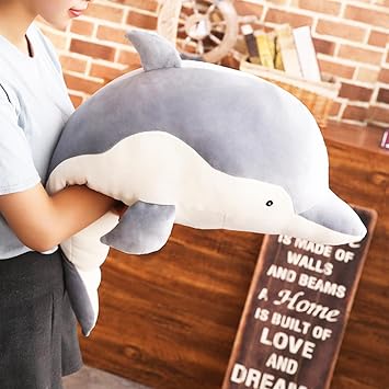 Levenkeness Dolphin Plush Hugging Pillow, Soft Large Dolphins Stuffed Animal Toy Doll Gifts for Kids, Valentine, Christmas, Bedding 19.7"