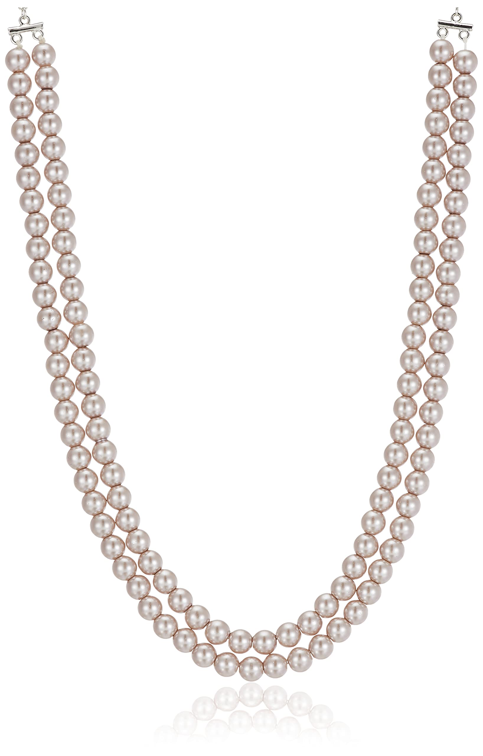 Estele Rhodium Plated Double Line Purple Pearls Necklace for Women with Lobster Clasp (B09885TRC5) Amazon Price History, Amazon Price Tracker