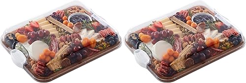 Miniatura 26 de Farberware Build-A-Board Tabla de cortar de bambú con compartimentos integrados y tapa de bloqueo transparente, asas negras, charcutería, bandeja