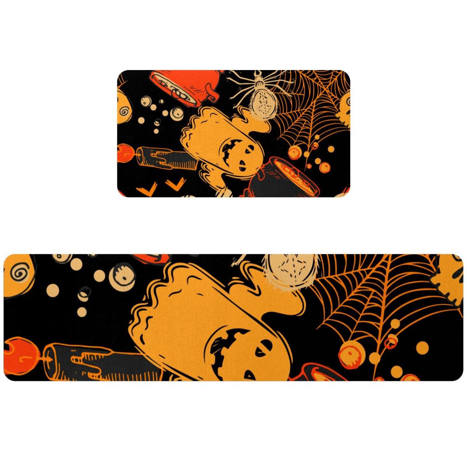 Tapis de cuisine antidérapants motif toile d'araignée lavable tapis couloir Halloween