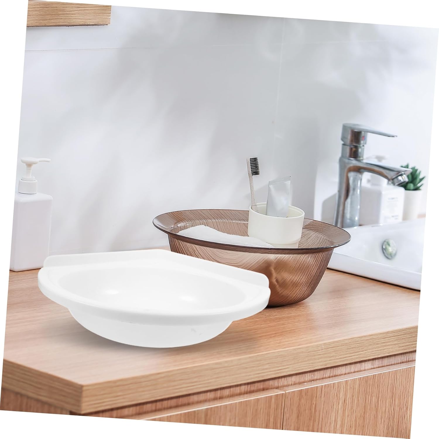 Veemoon Triangular Plastic Washbasin for Spaces Easy Installation Space Saving Design for Home Garage and Camper Bathrooms