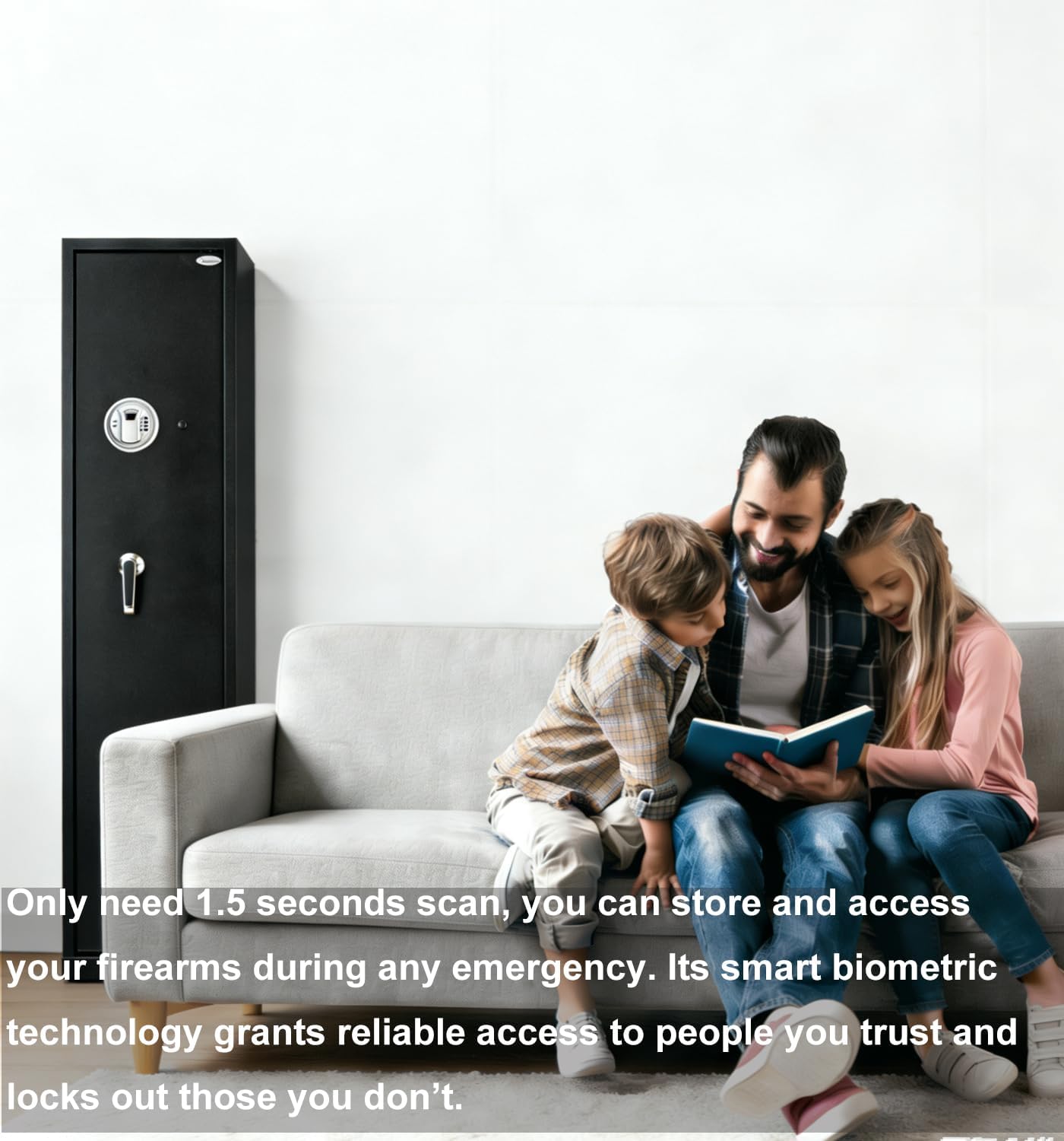 Biometric/Fingerprint Larger and Deeper Rifle Safe, New and Improved Rifle Gun Safe for 5-6 Rifles and Shotguns for Home, Quick Access Gun Cabinet (w or w/o Scope) Silent Mode