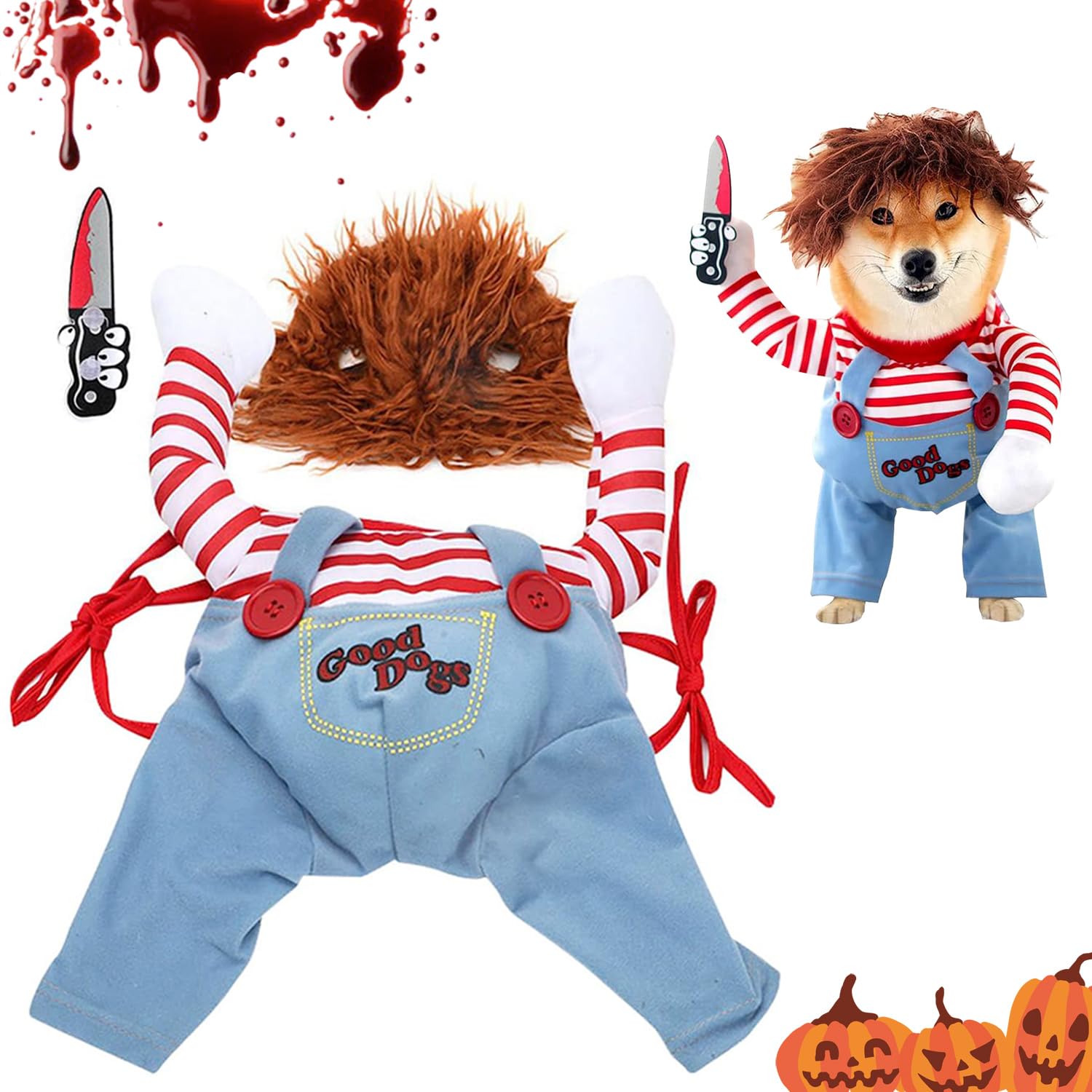 Disfraz de Perro de Halloween, Mascota Ropa de Halloween, Disfraz de Mascotas de Halloween, Disfraz de Perro Divertido, Perro Horrible Disfraz, para Perros Medianos a Grandes Cosplay