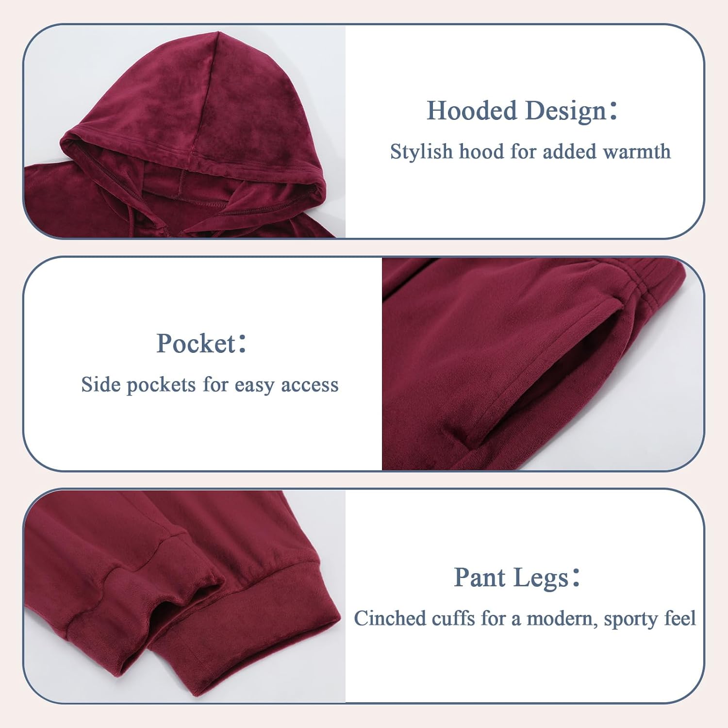 Women's Velour Sweatsuit Set 2 Piece Tracksuit Outfit Full Zip Velvet Jogging Suit ... - Image 5