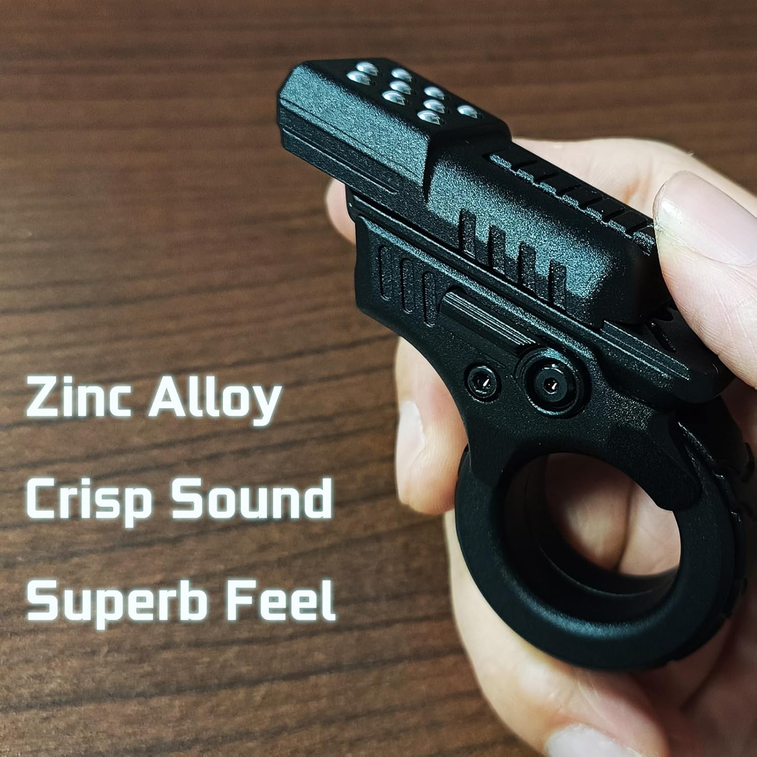 Zinc Alloy Fidget Gun Fidget Slider, Durable Gun Fidget Toy Stress Relief Finger Fidget (Black)
