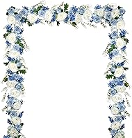 DearHouse 2-Pack 6FT Artificial Silk Peony Garland - Lifelike White, Blue & Purple Flowers for Wedding Arches, Party Tables & Home Decor