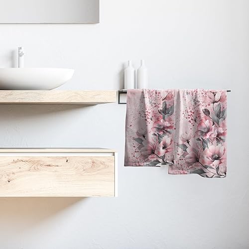 Miniatura 6 de Giwawa Juego de 2 toallas de mano con diseño floral de cerezo, suaves y absorbentes, para baño, cocina, hotel, spa, decoración