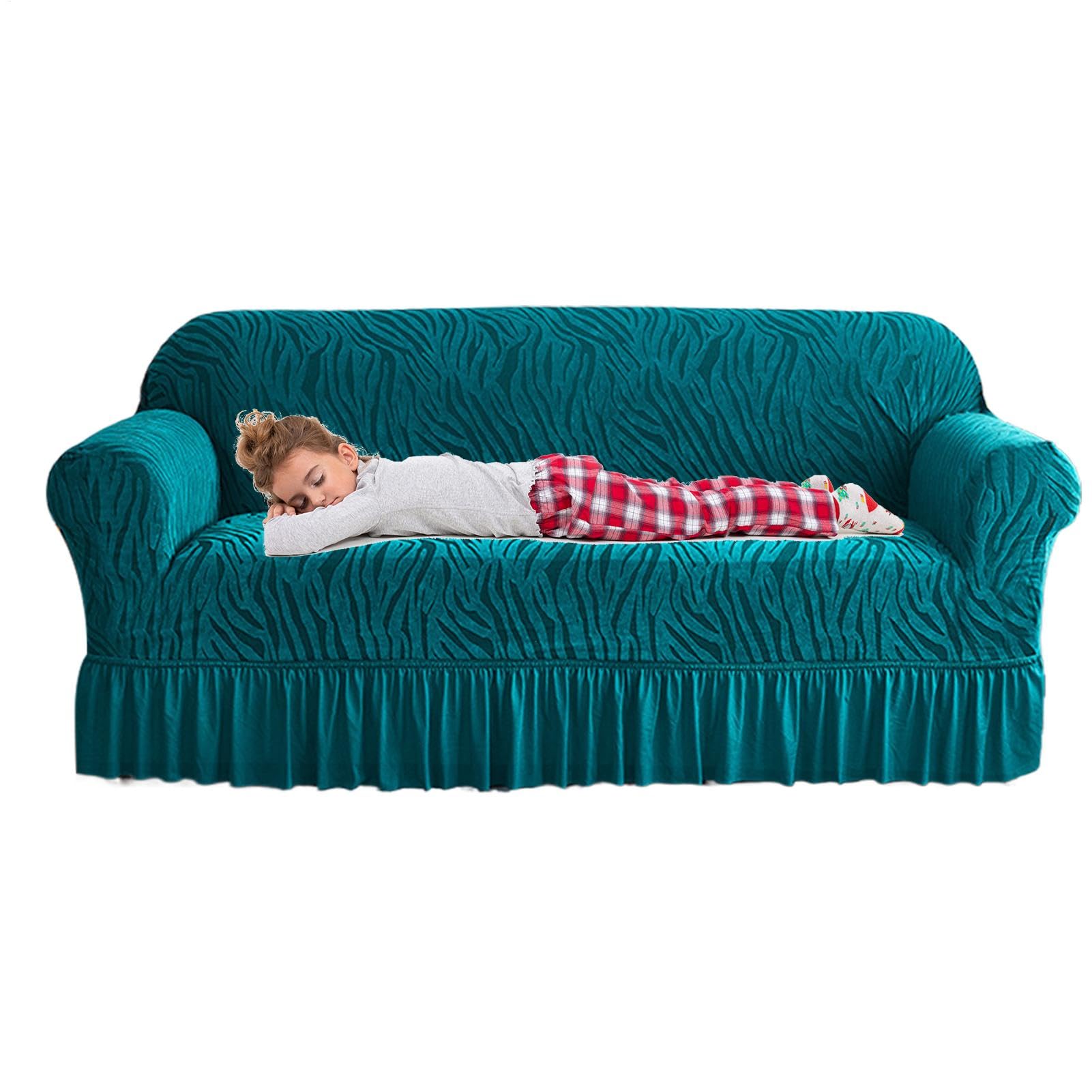 Housse de canapé imperméable et protection de fauteuil lavable en tissu doux avec jupe