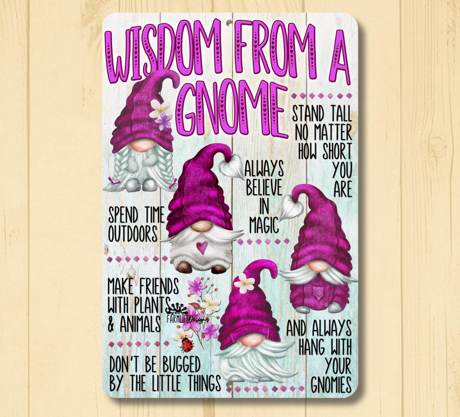 Gnome Advice Sign Wisdom Sayings metal tin wall art motivational gift handmade home decor