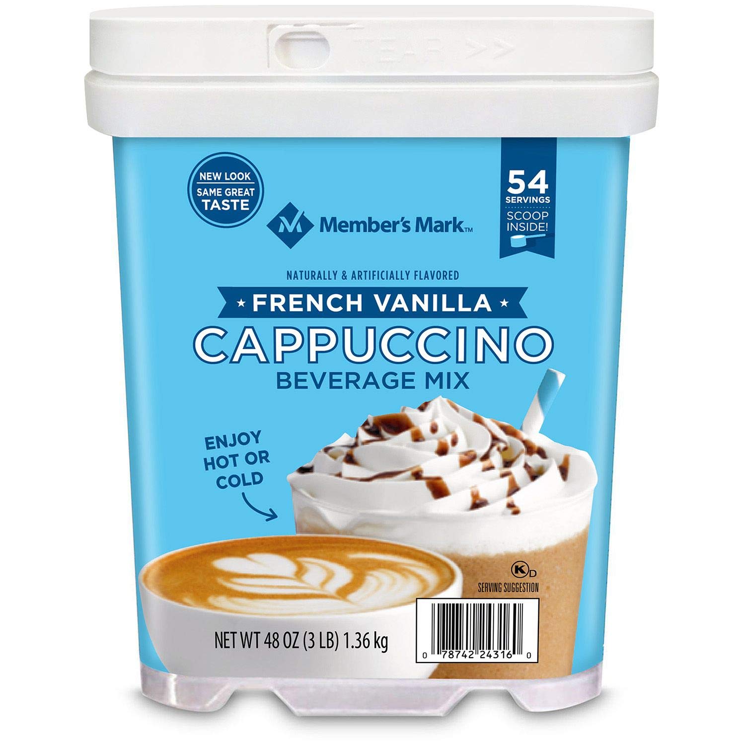 Member's Mark Daily Chef French Vanilla Cappuccino Mix - 3 lbs Instant Coffee, 100% Arabica, 80 Calories, Kosher Dairy