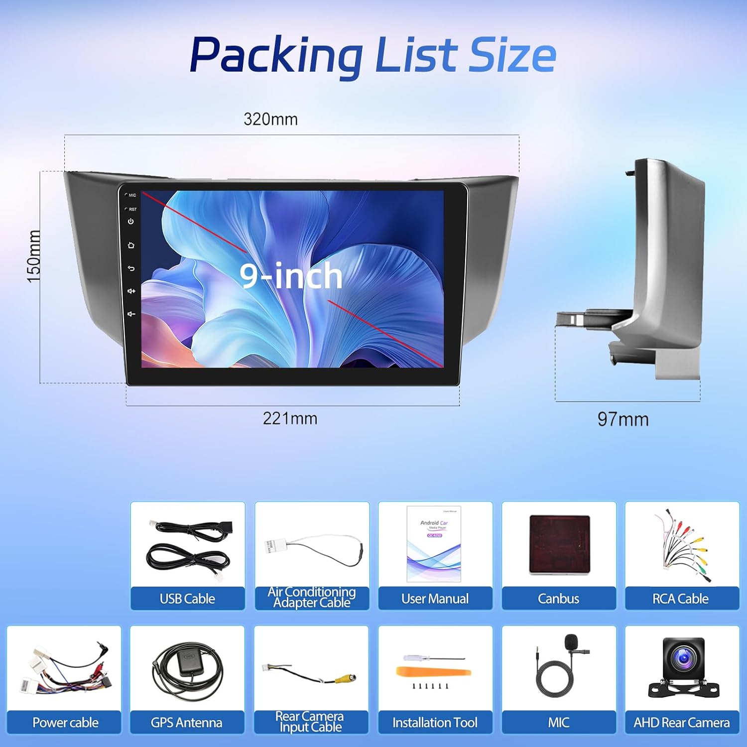 [Qualcomm 8 Core 4+64G] Car Radio for Lexus RX300 RX330 RX350 RX400H 2003-2009 - 9 Inch IPS Touchscreen Android Car Stereo with Wireless Carplay and Android Auto/DSP/GPS/SWC + AHD Backup Camera