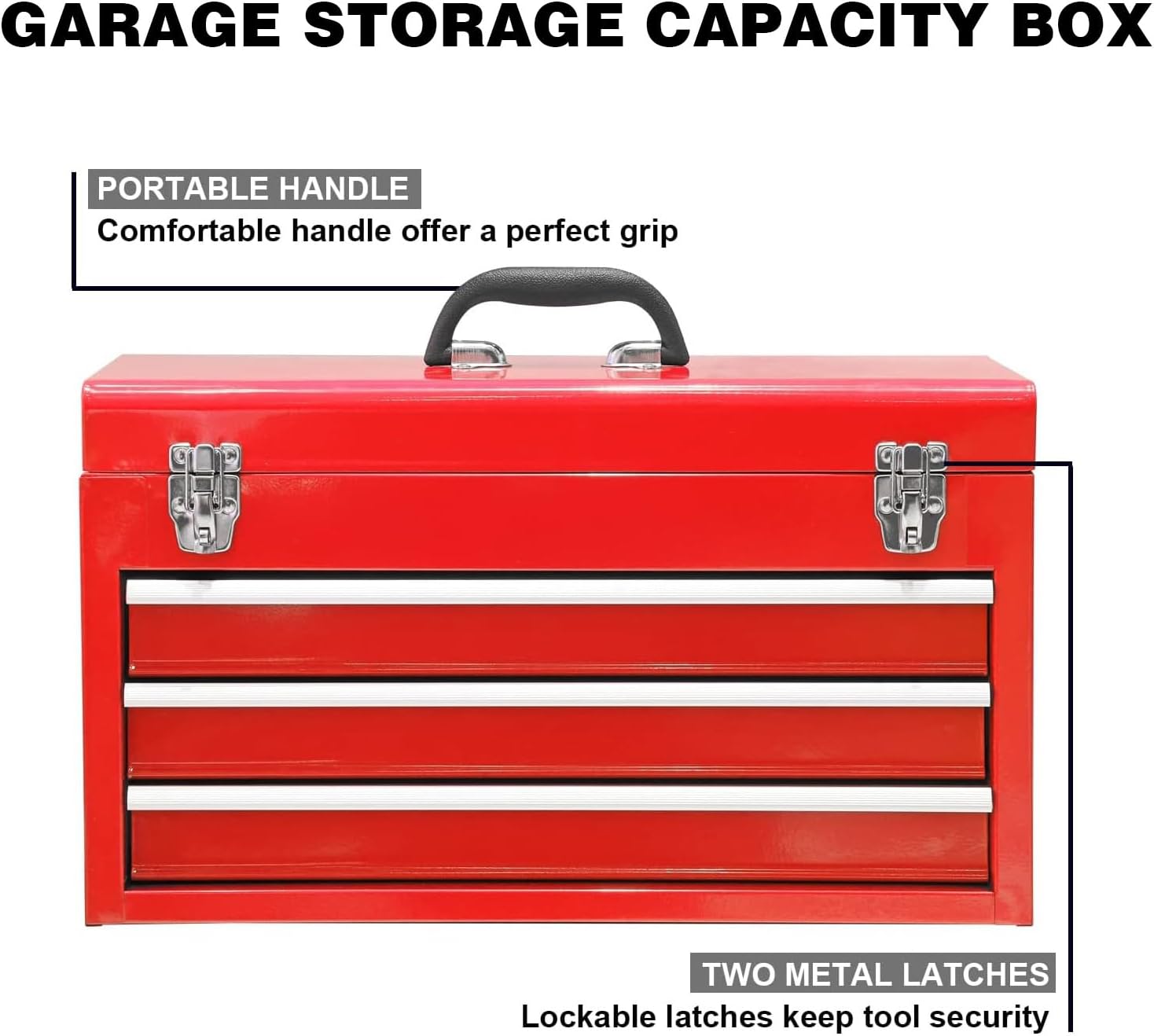 BIG RED TAMPK133-XB Torin Portable Tool/Garage Storage Box: Ergonomically Designed for Garage, Home, Office, Warehouse, Gym, School - Red