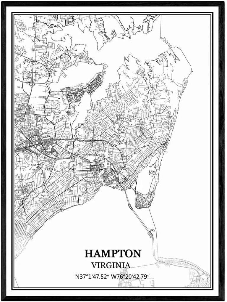 ハンプトンバージニアアメリカ地図ウォールアートキャンバス印刷ポスター アートワークフレームなし地図お土産 ハンプトンバージニアアメリカ地図ウォールアートキャンバス印刷ポスター アートワークフレームなし地図お土産