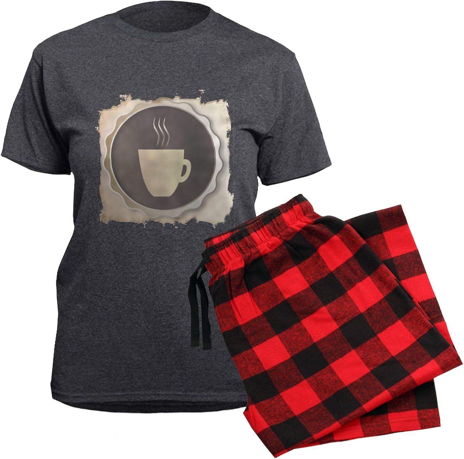 CafePress Coffee Background Women's Charcoal Novelty Pajama Set