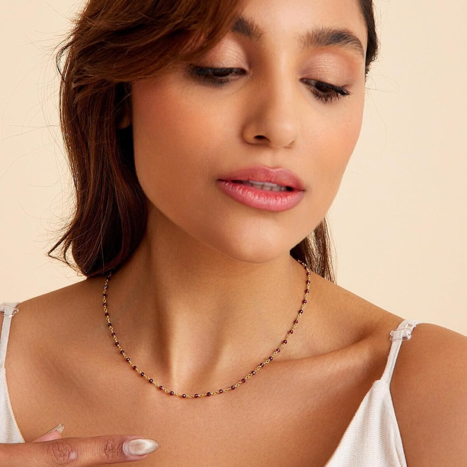 Citrine Choker Necklace, Natural Citrine Gemstone Handmade Beaded Necklace, 18k Gold Plated Wire Wrap Healing Crystals Women Fashion Jewelry 18 Inches - Image 3