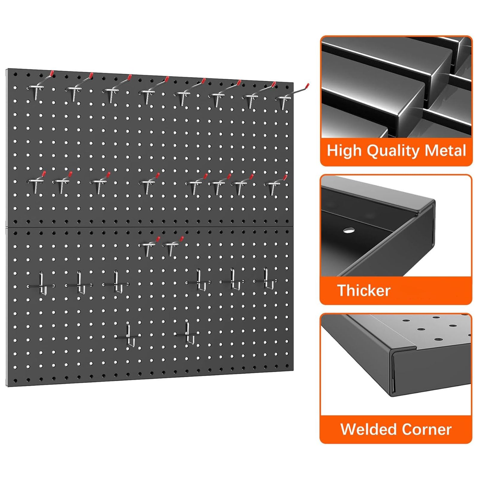 Paquete De 2 Paneles Pared Tablero Perforado Metal Resistente Para Garaje Estante Almacenamiento Herramientas Y Taller Organización Sala Manualidades Panel Pared Garaje