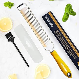 DESIGNED BY CHEFS ~ Premium Lemon Zester Grater With Perfectly Angled Teeth ~ Ideal for Citrus, Parmesan Cheese, Garlic, Vegetables and Fruits