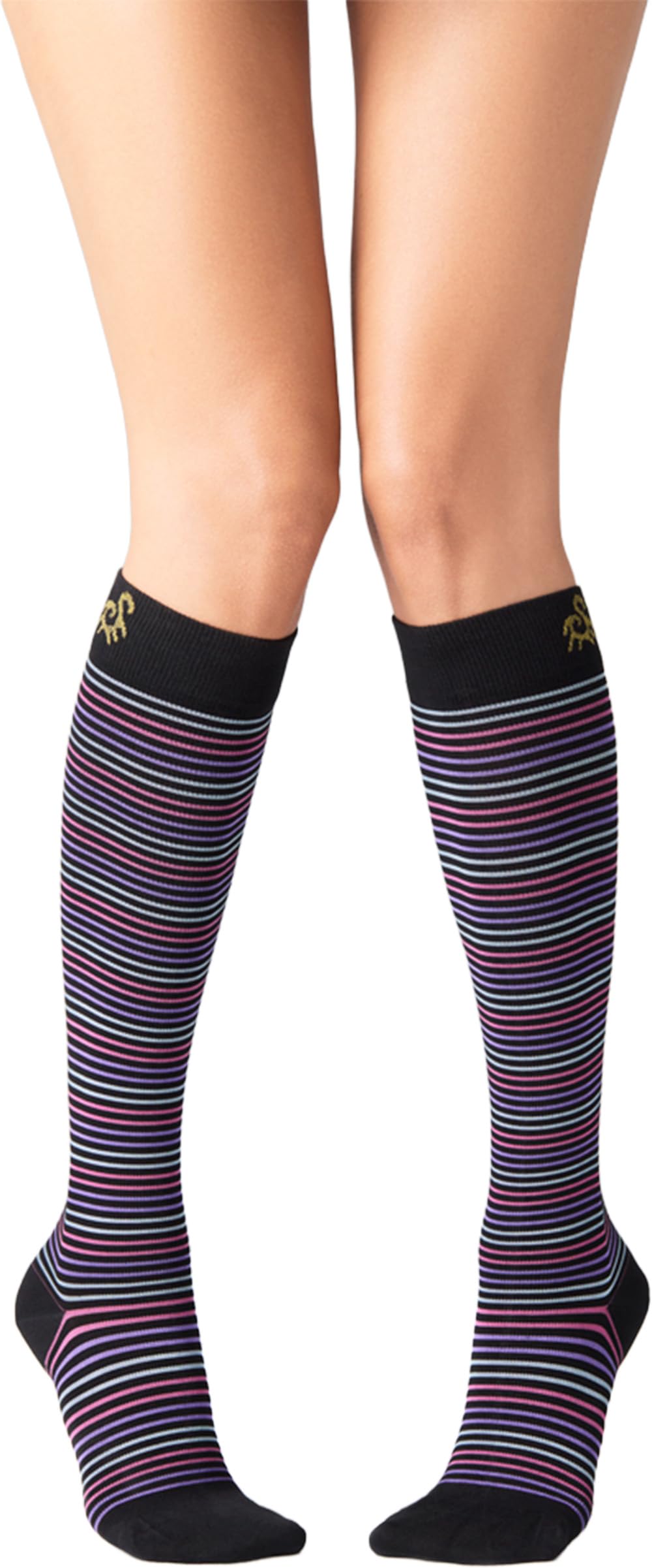 SOLIDEA Gambaletti STRIPE GAME ATLAS, Colore NERO, Calze a compressione graduata 15/21 mmHg Art. 0631A0