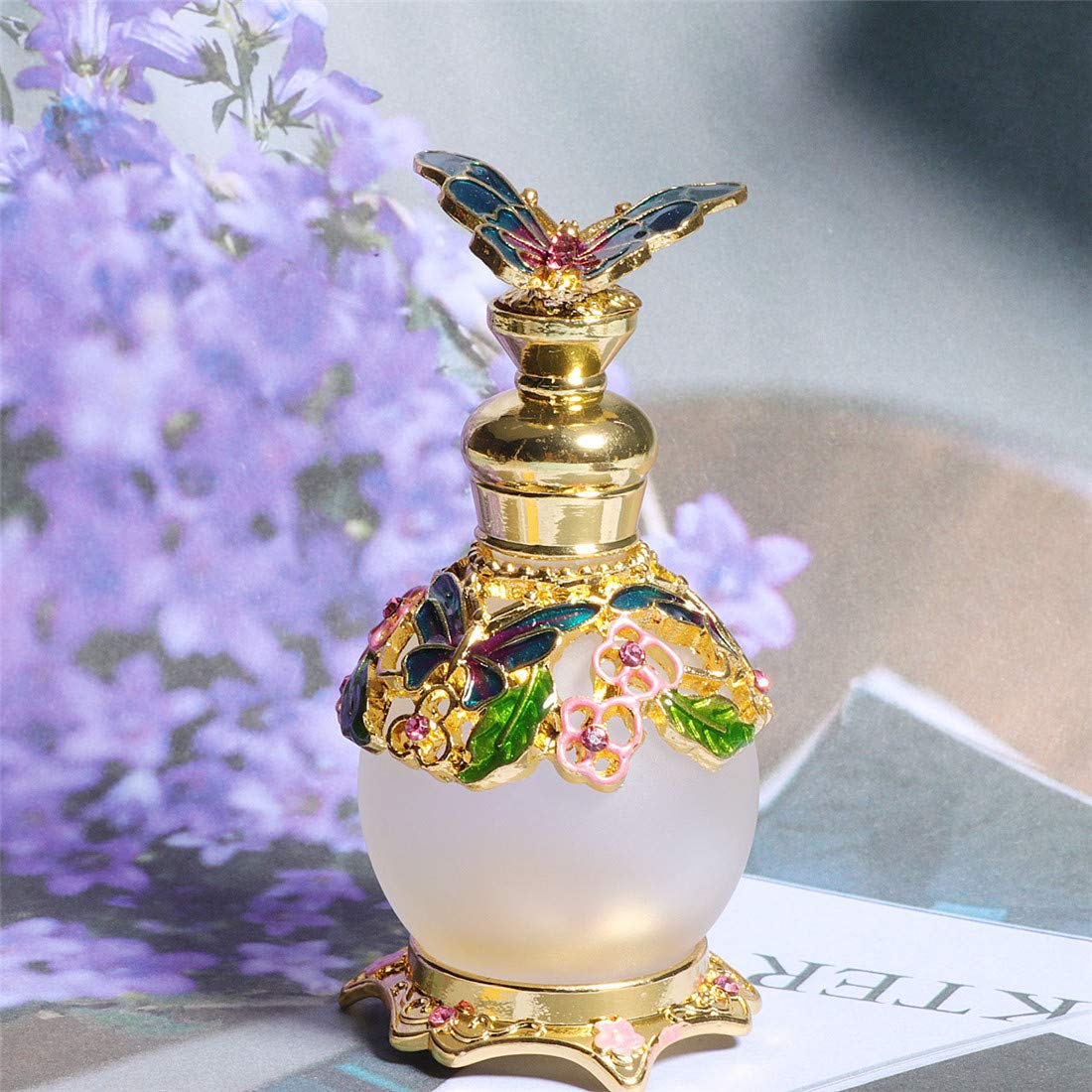 Amazon.co.jp: Waltz&F蝶と花デザインクリスタル復古香水瓶