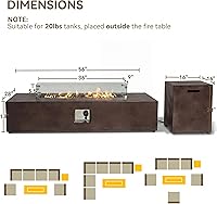 Vista 68 de COSIEST Juego de Mesa de Hoguera de Propano para Exteriores de 2 Piezas con Mesa para Tanque, Mesa de Fuego de 42" Certificada, 50,000 BTU con Base