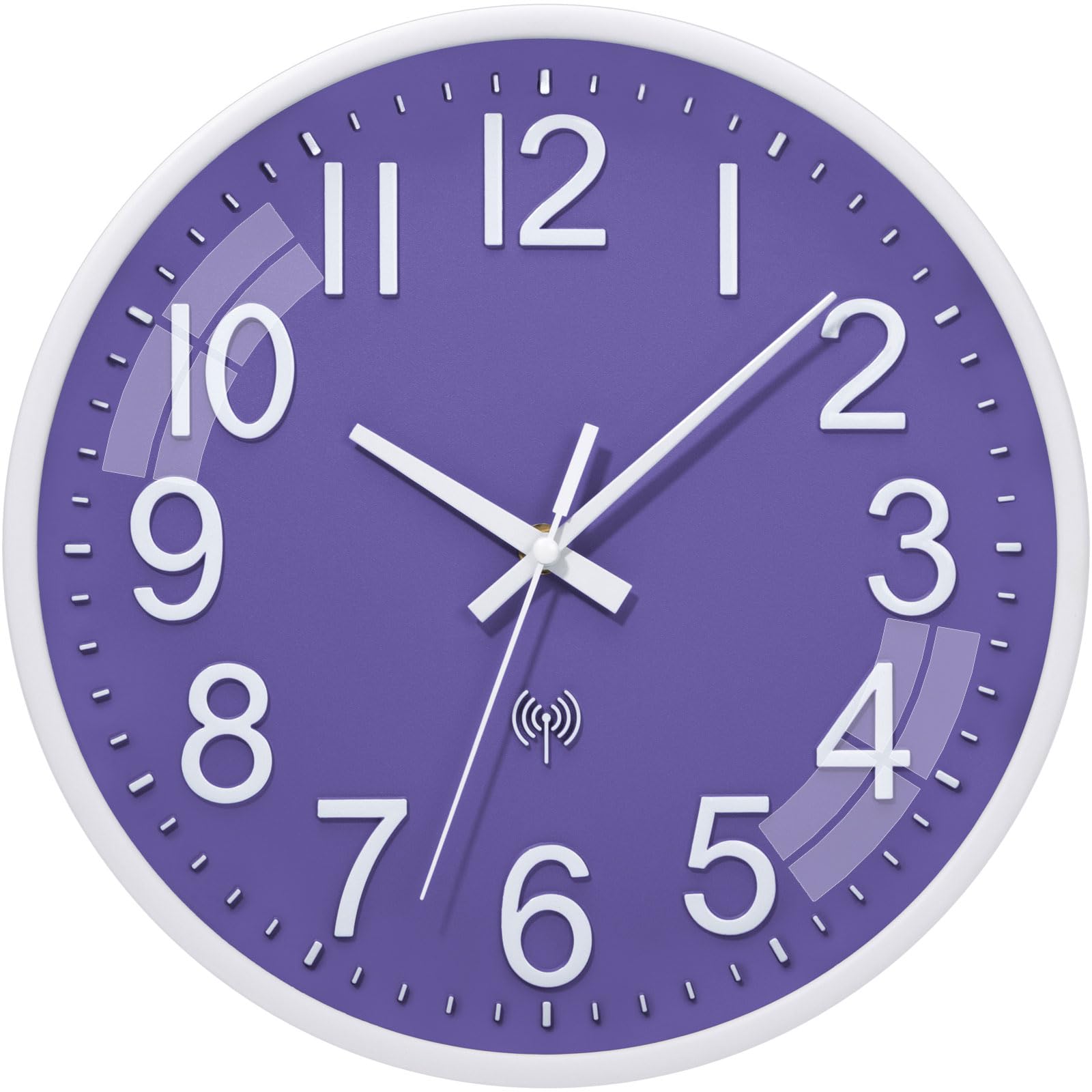 ACCSHINE Küchenuhr Funk Wanduhr Lautlos Funkwanduhr Wanduhr Ohne Tickgeräusche 30cm Quarz Batterie Groß Einfach zu Lesen für Zimmer Zuhause Küche Wohnzimmer Schlafzimmer Büro Schule (Lila)