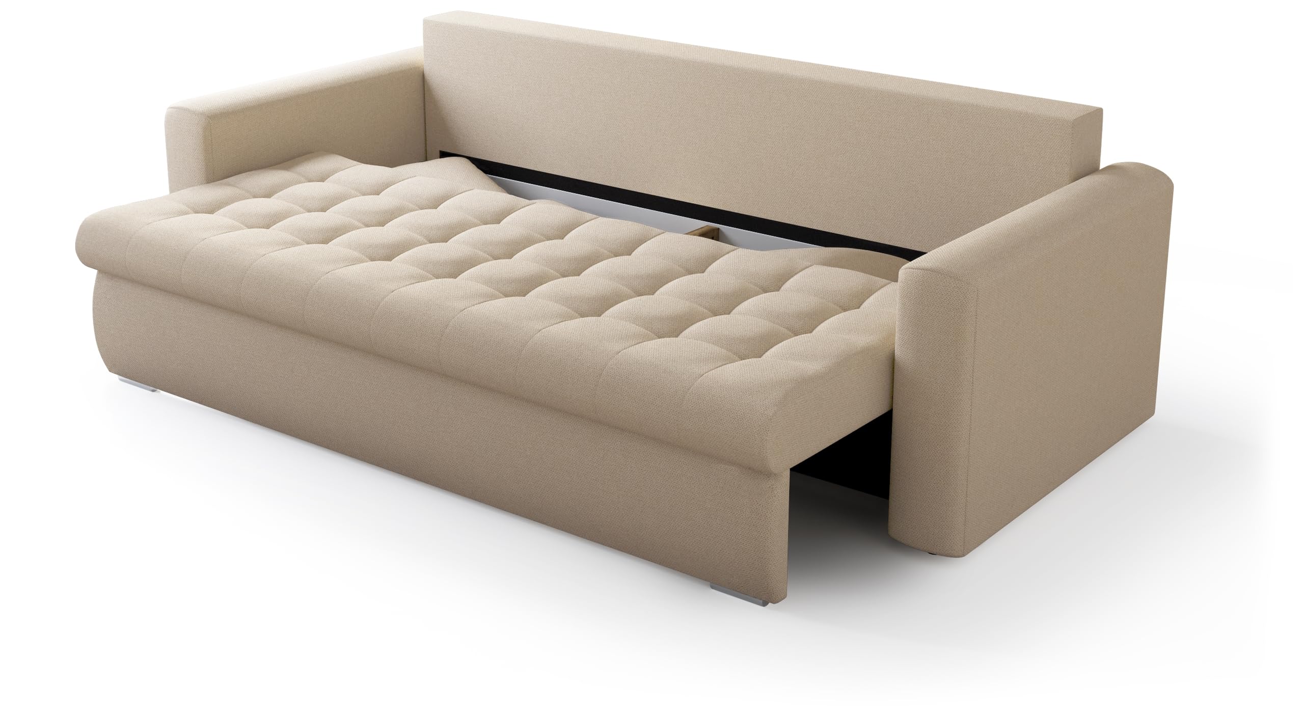 BROMARKT Sofa mit Schlaffunktion Beige Klappsofa Geflecht 140X200 LUIS