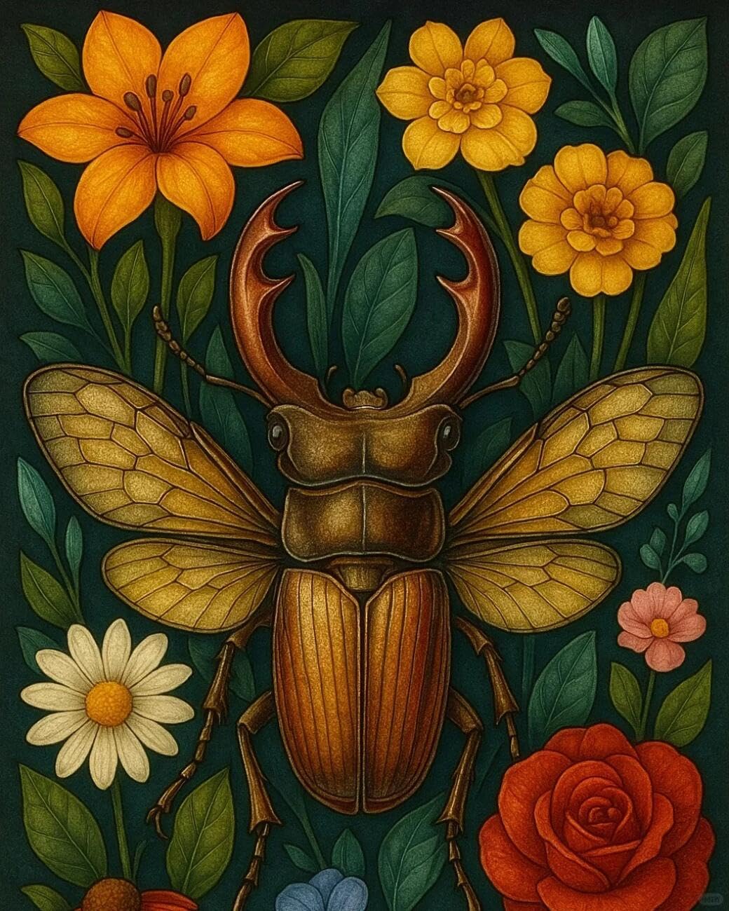 RKFLGEW 14CT Cross Stitching Kit Fantasy Insects and Flowers DIY Cross Stitch Patterns Kits Crafts Needlework Embroidery Set for Home Decor 40x50cm