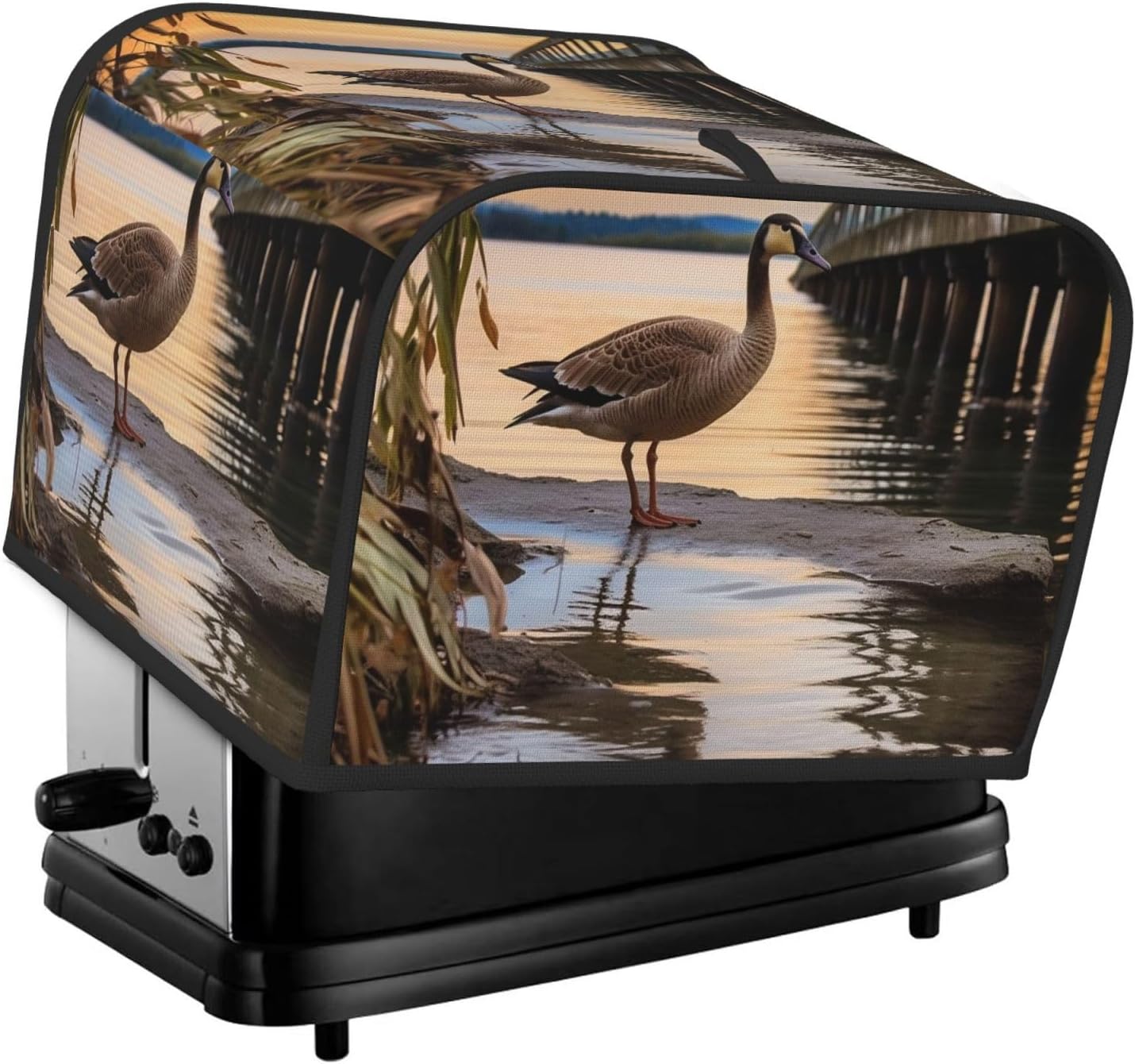 Wild Goose by the Bridge Toaster Cover 4 slice Kitchen Small Appliance Covers with Pockets Toaster Dust Cover with Top Handle Oven Cover Washable Universal Bread Maker Cover for Kitchen
