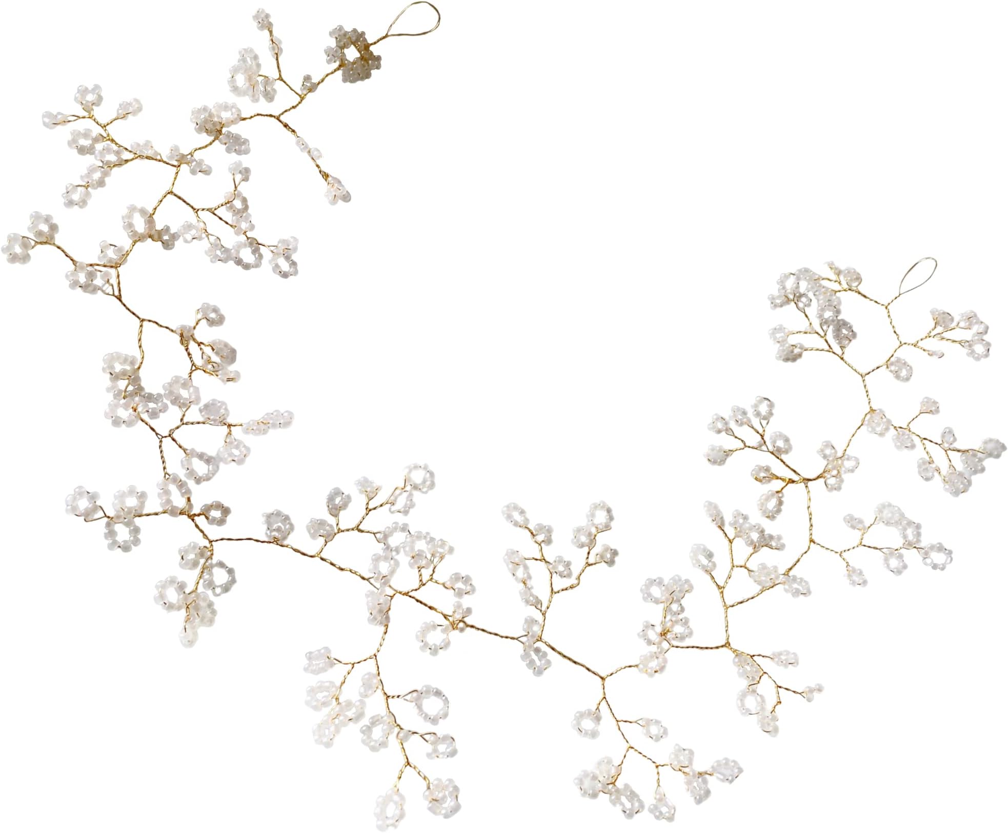 Gold Wire Crown- Gypsophila, Babys breath hair vine- tiny beaded flower cluster- Wedding Hair Accessory