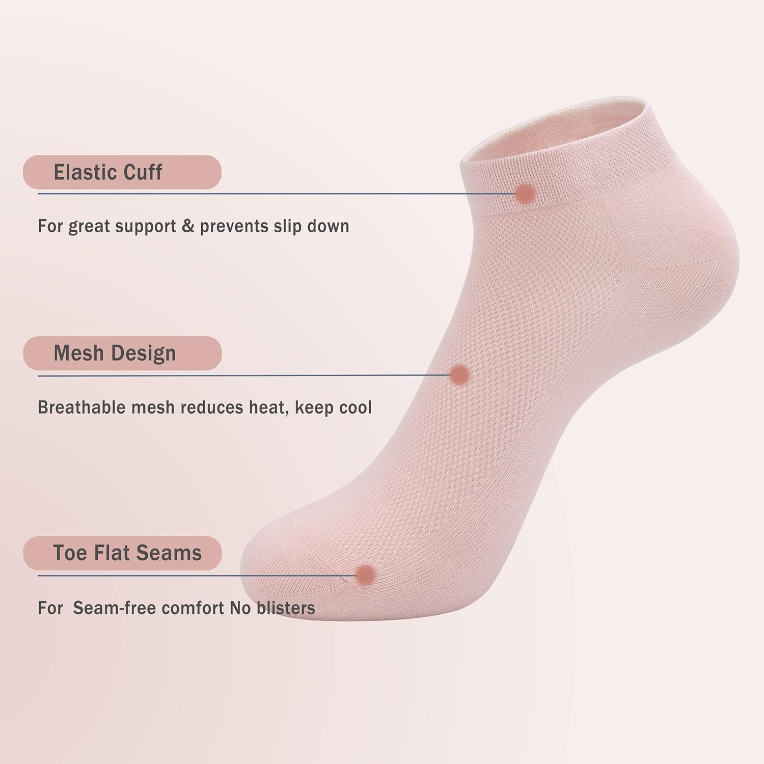 SERISIMPLE Ultra-Thin Comfort Viscose Bamboo Mesh Ankle Socks for Women -Breathable Lightweight Low-Cut Socks 5 Pairs - Image 4