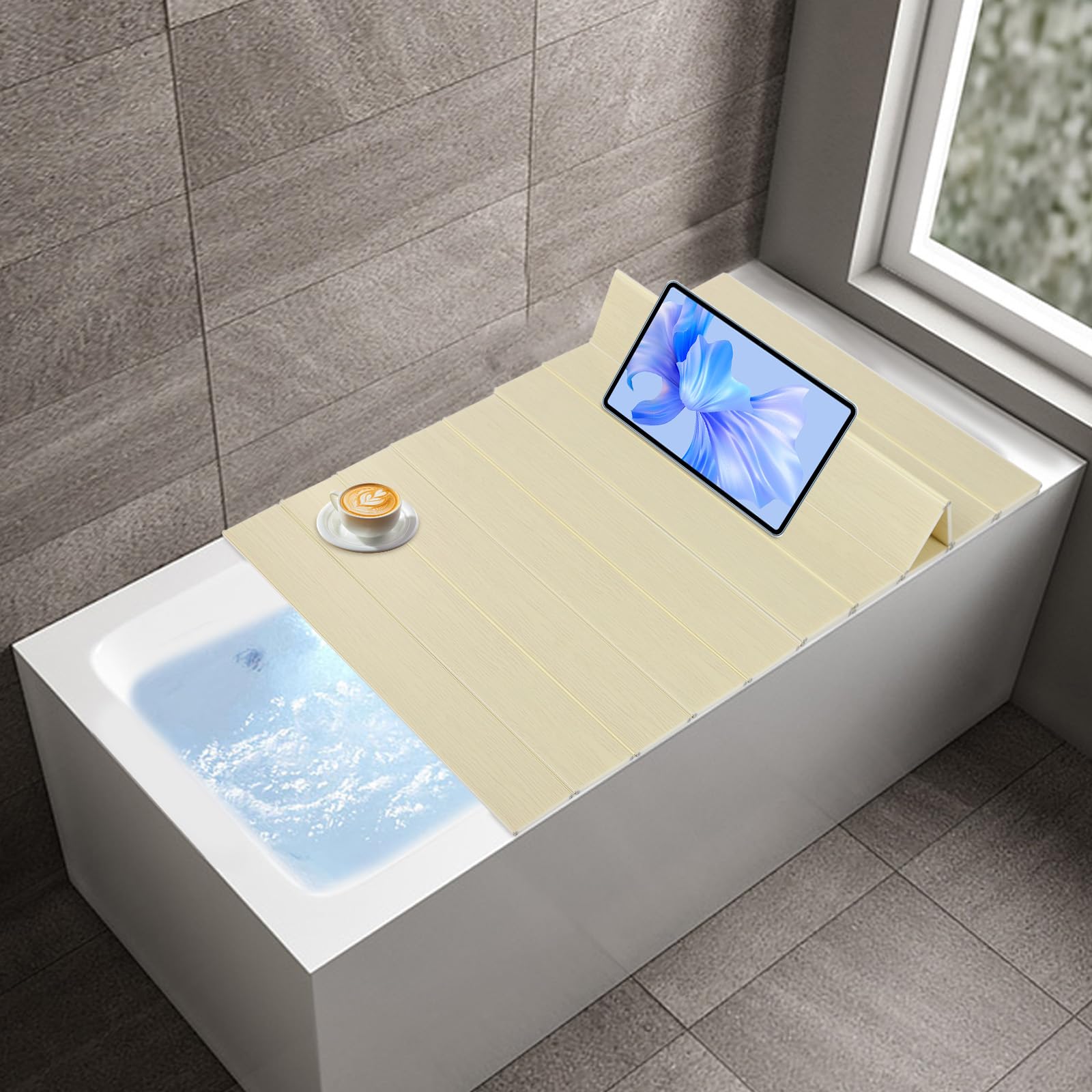 Housse de baignoire pliable, jaune, 170 x 75 cm, en PVC, capacité de charge jusqu'à 5 kg, couverture de baignoire moderne, pliable et peu encombrante, conservation de la chaleur et protection contre