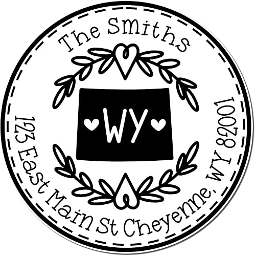 Miniatura 329 de Round State Love - Sello de dirección de devolución para Texas, uso con almohadilla de sello, mango de madera, sello de dirección de Texas