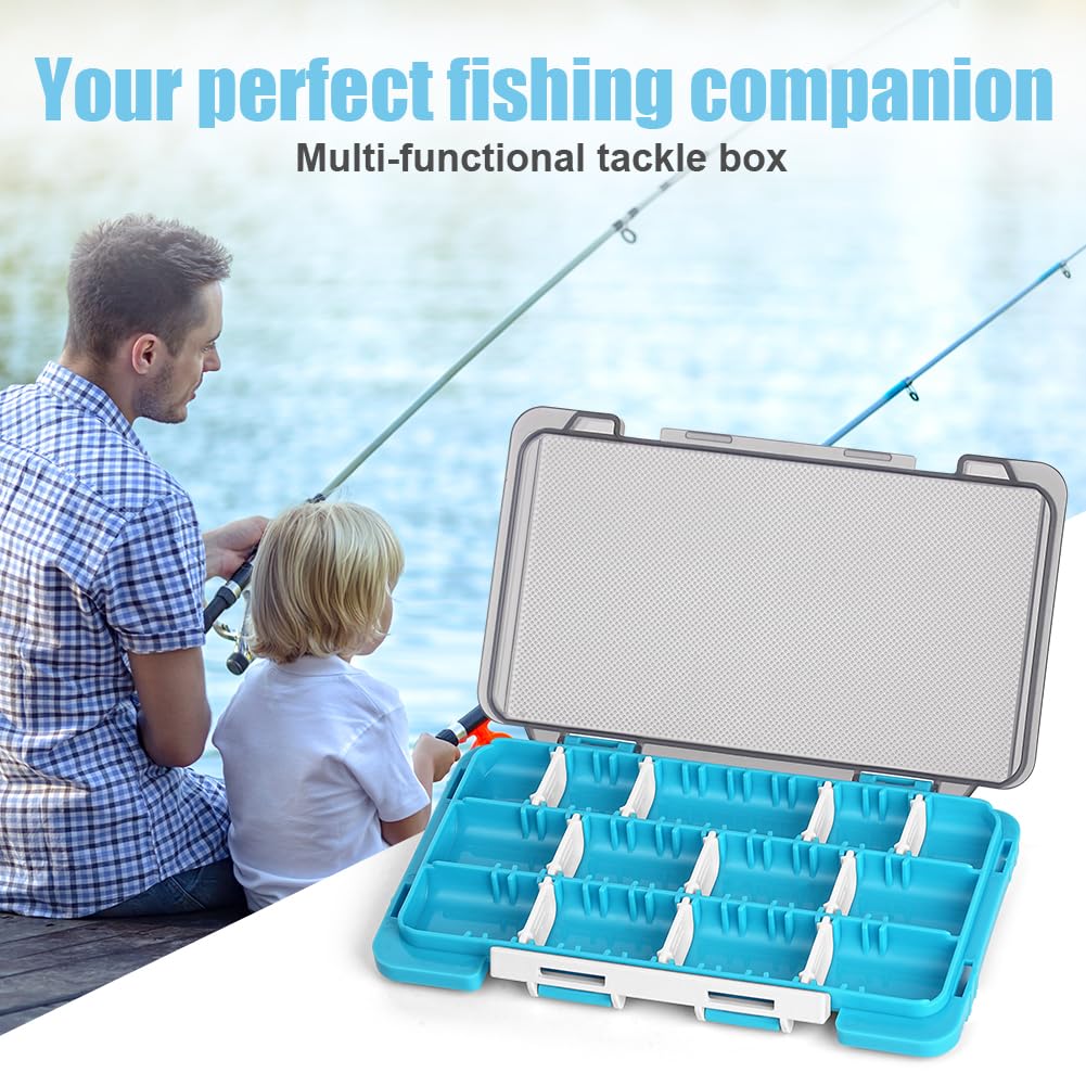 Vicloon Scatola per Attrezzatura da Pesca, Piccola Scatola Organizer per Attrezzatura da Pesca, 2 in 1 Scatole di Assortimento, con Subacquei Rimovibili, Scatole di Plastica, per Esche e Spybait, Blu