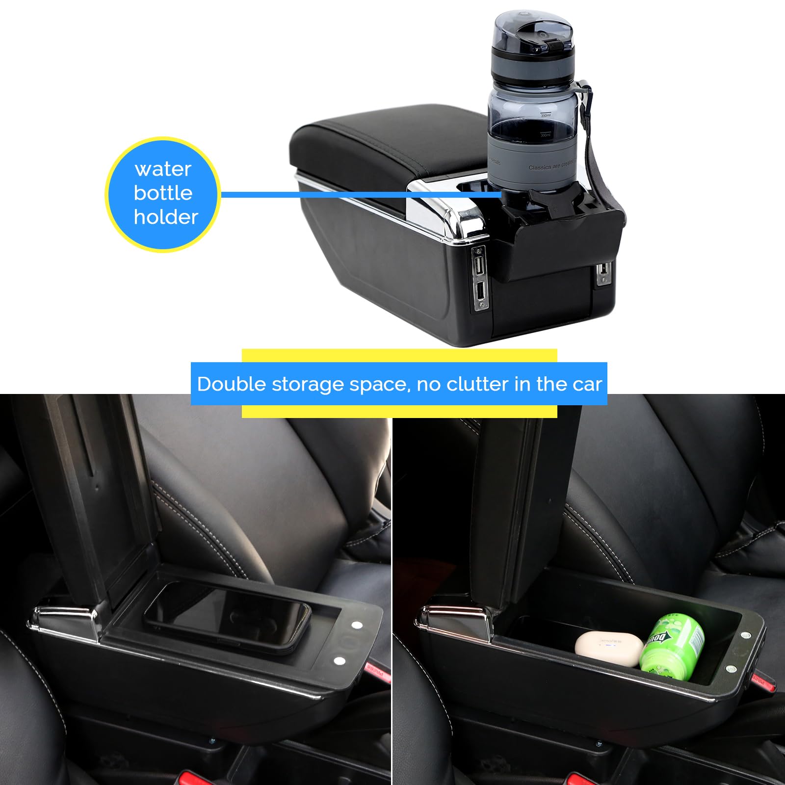 Bracciolo Doppio Strato Per Abarth 595 – Con Porta USB, Console Centrale