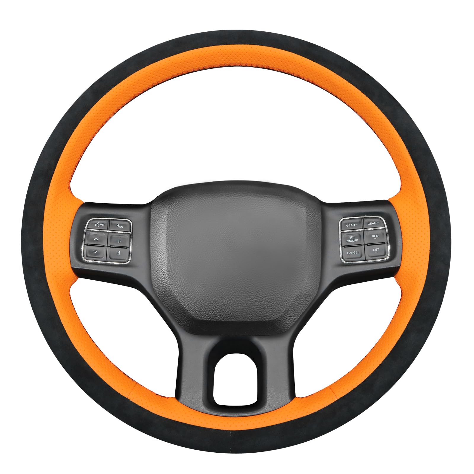 MEWANT DIY Stitched 3D Style Steering Wheel Cover Wrap for Dodge RAM 1500 2012-2018/1500 Classic 2019-2023/2500 2012-2018/3500 2012-2018/5500 2012-2018