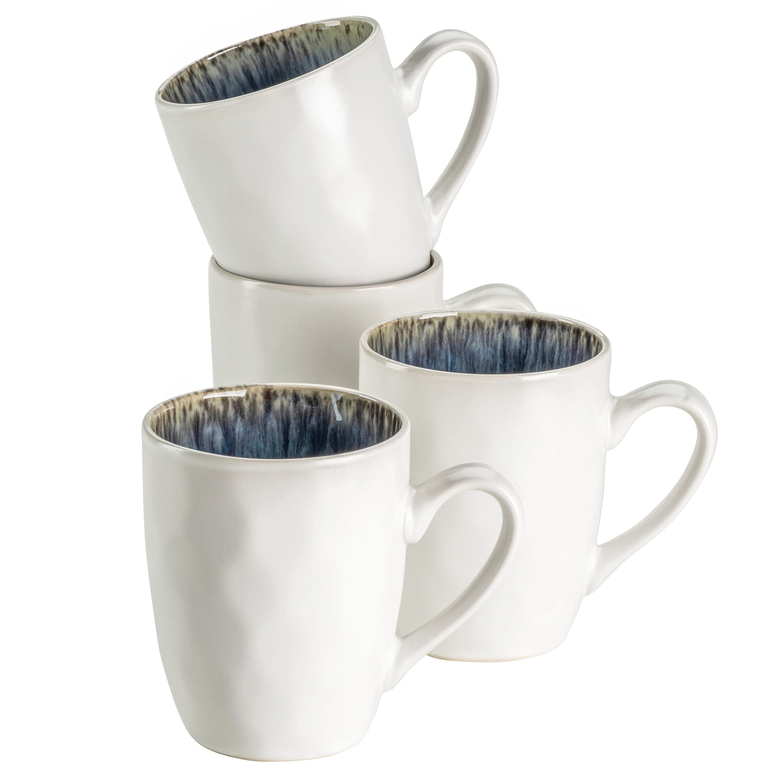 Tasses à café en céramique MÄSER Frozen en grès bleu effet martelé haut de gamme