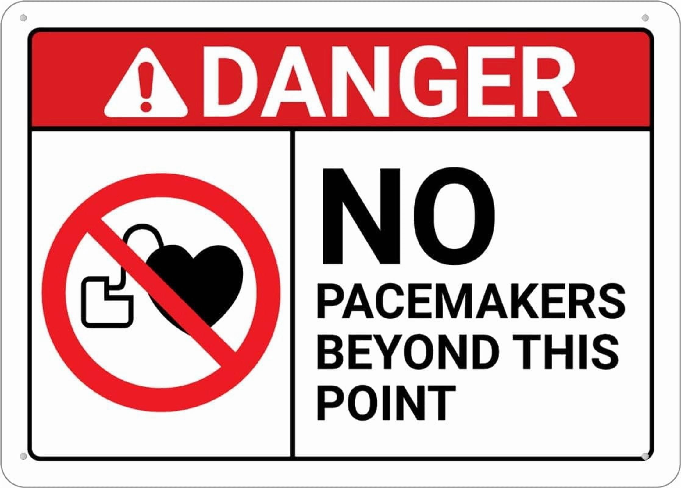 (2-Pack) Metal Tin Sign Danger No Pacemakers Sign 8X12 Inch Uv Ink Printed For House And Business