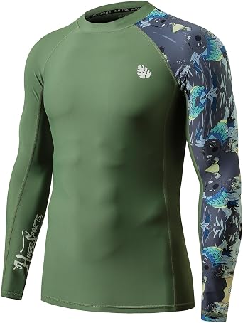 ADOREISM Mens Long Sleeve Rash Guard UPF 50+ Quick Dry Compression Fit