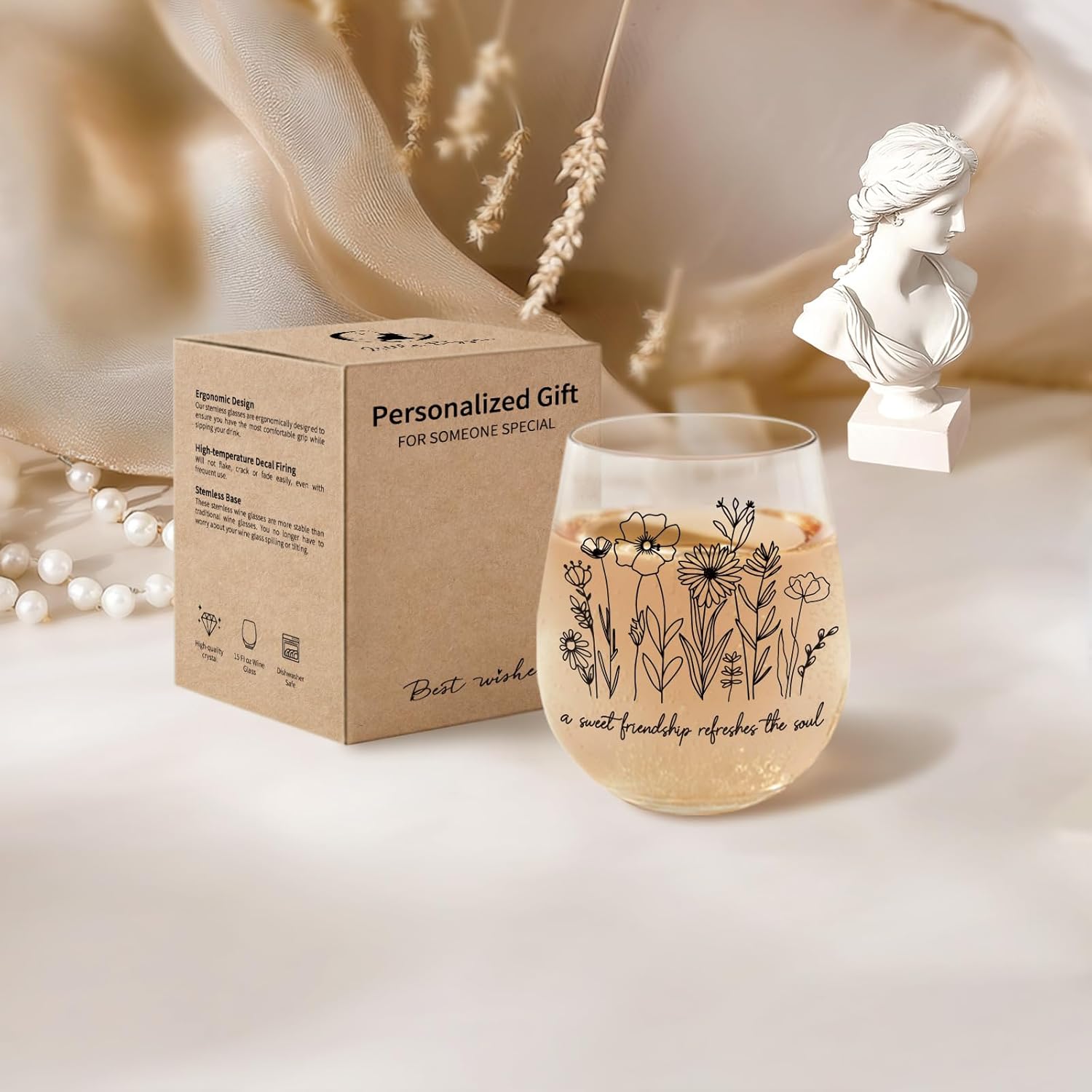 LITTLEBIGGER Best Friend Birthday Gifts for Women - A Sweet Friendship Refreshes the Soul – 15 oz Scratch-Resistant Wine Glass, Dishwasher safe，Friendship Gifts for Women, Bestie Birthday Present - Image 7