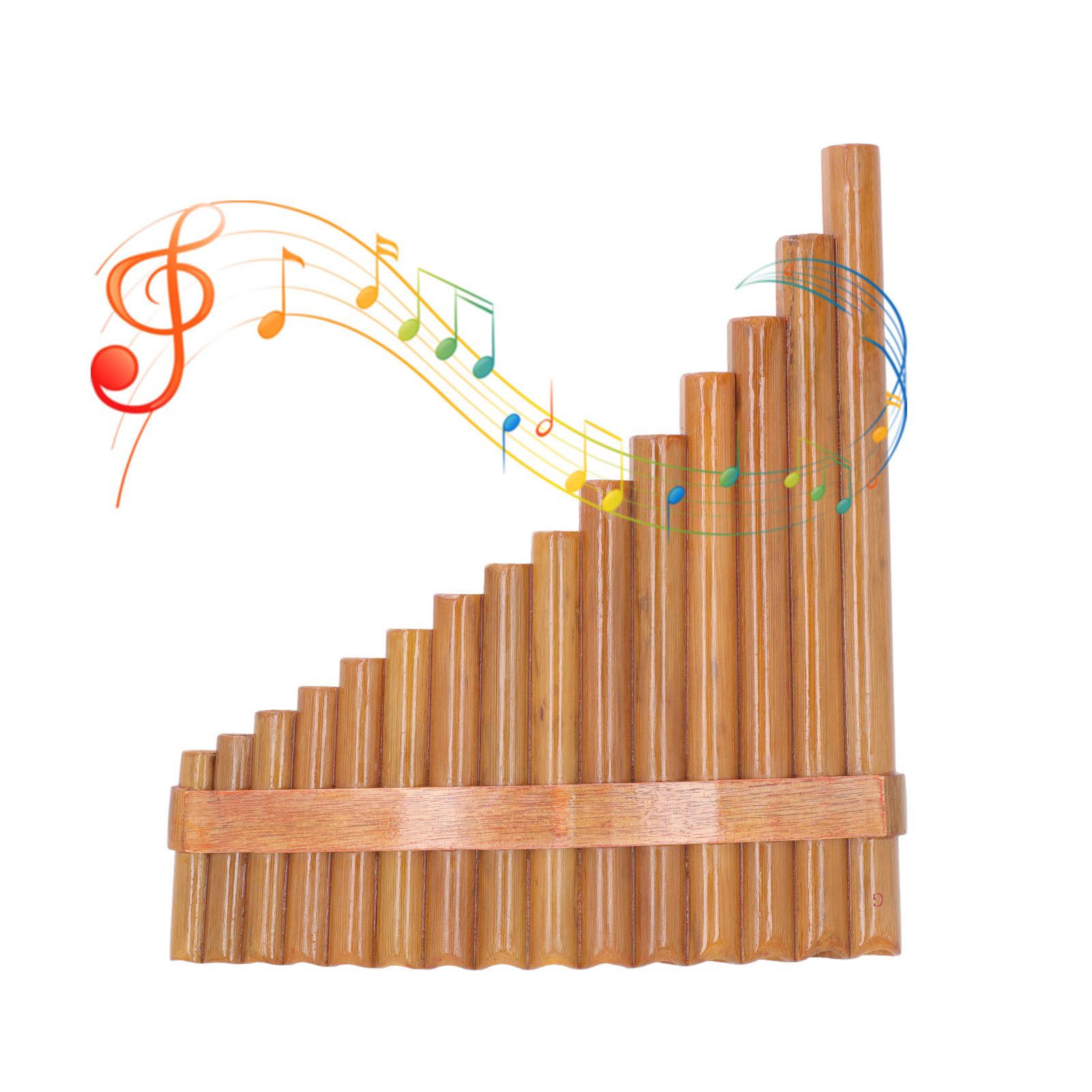 Professional Wooden Panpipe Pan Flute 15 Pipes G Key Woodwind Musical Instrument Pan Pipe Flute (Right Hand)
