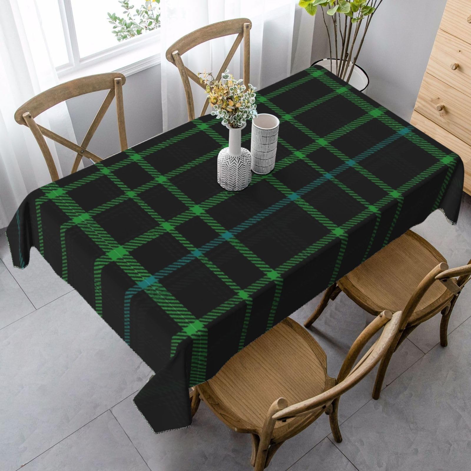 Nappe verte et noire pour mariage et décoration de jardin champêtre