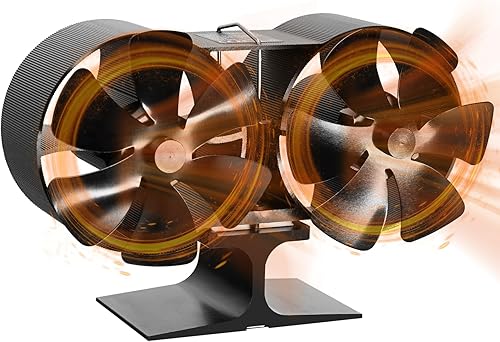 fanverk Ventilador de estufa de leña alimentado por calor de 12 aspas para leñaquemador de troncoschimenea, mejor circulación de calor eficiente