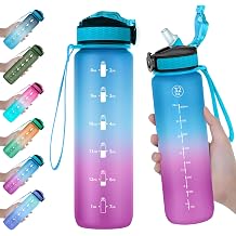 EYQ 32 oz Water Bottle with Time Marker, Carry Strap, Leak-Proof Tritan BPA-Free, Ensure You Drink Enough Water for Fitness, Gym, Camping, Outdoor Sports