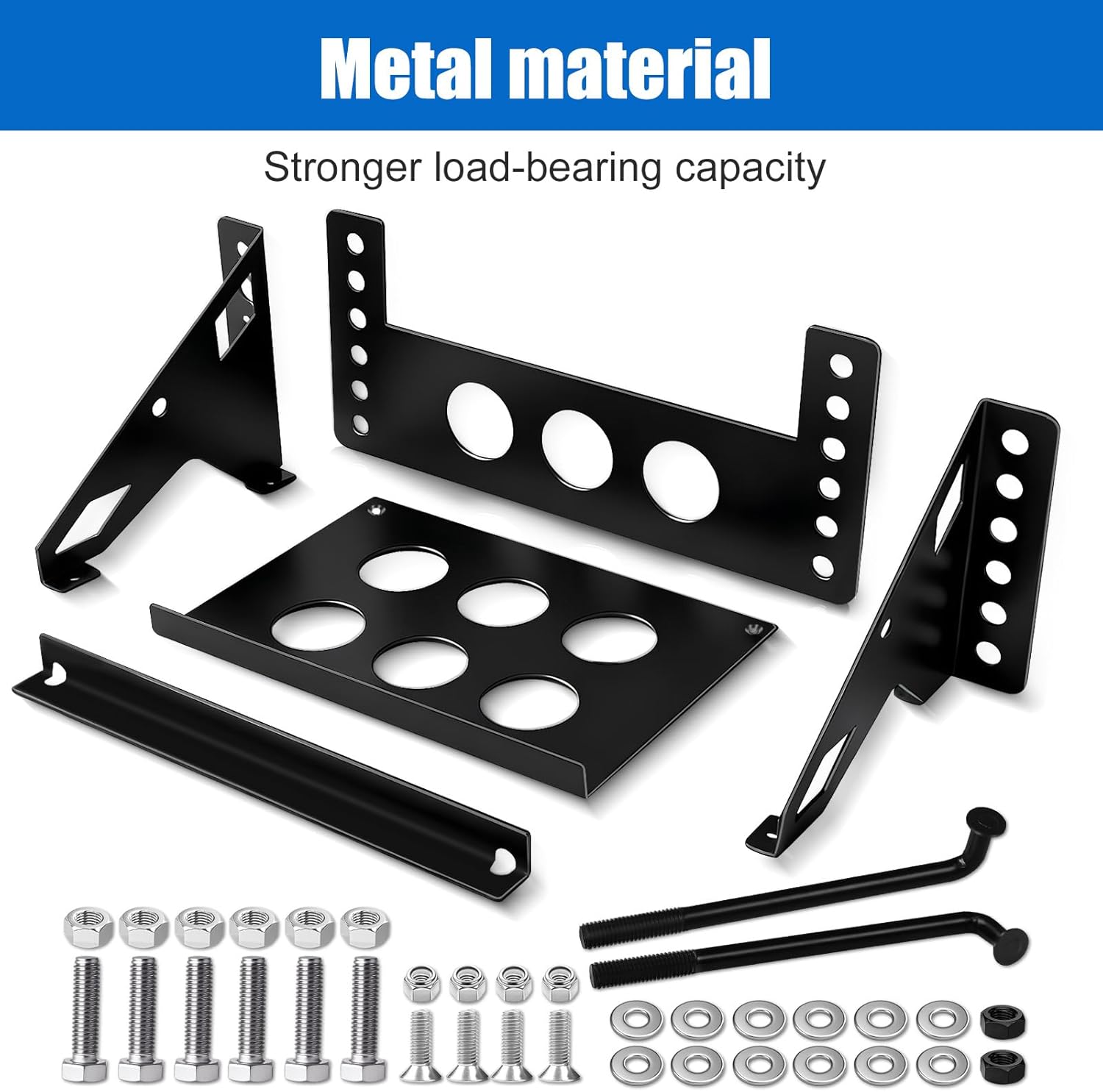 Heavy-Duty Metal Battery Mounting Tray Box, Universal Steel Bolt-In Bracket for Cars, Trucks, Boats, RVs, Trailers - Fits Batteries up to 10.63" x 7.06" x 7.5", Anti-Corrosion, Easy Installation