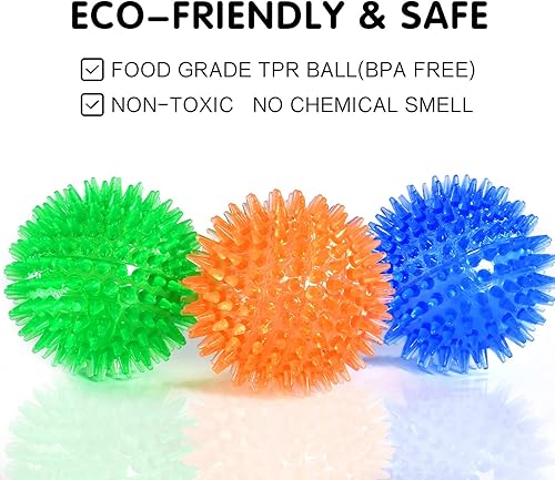 Vista 35 de SHARLOVY Pelota grande de juguetes para perros de 3.5 pulgadas, paquete de 6 juguetes chirriantes, duradera para masticadores agresivos, bola