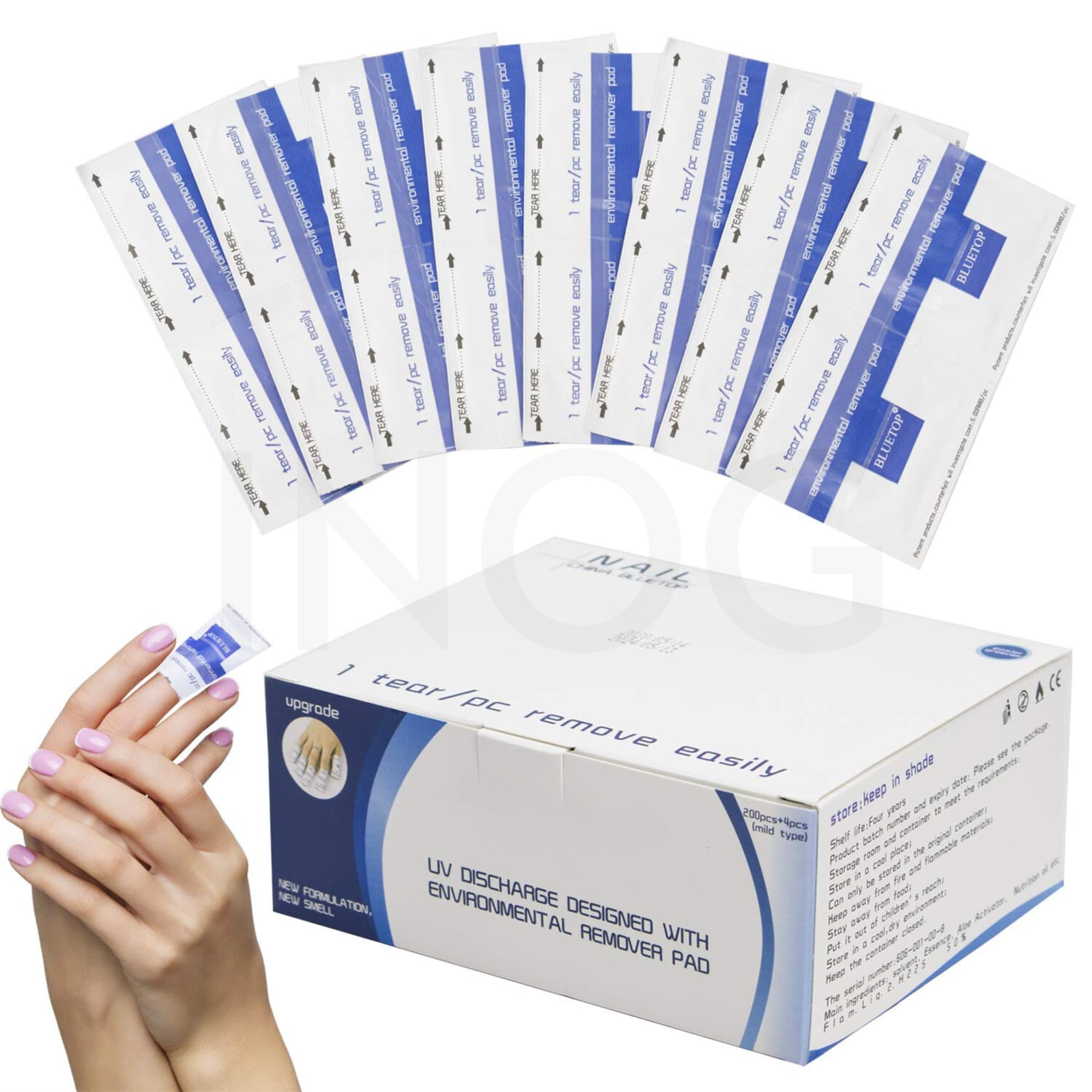 INOG Nail Polish Remover Wipes 200 PCS Nail Cleaner Remover Soak Off Gel Nail Polish, Nail Wraps Gel Polish Remover Acetone Nail Remover Nail Soak off Pads Acetone Nail Wipes for Salon Home Use-picture-29