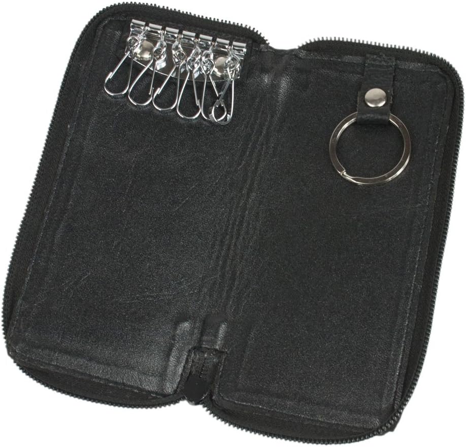 Starlite~BLACK LEATHER KEYHOLDER WALLET Chain with 7 Keyhooks