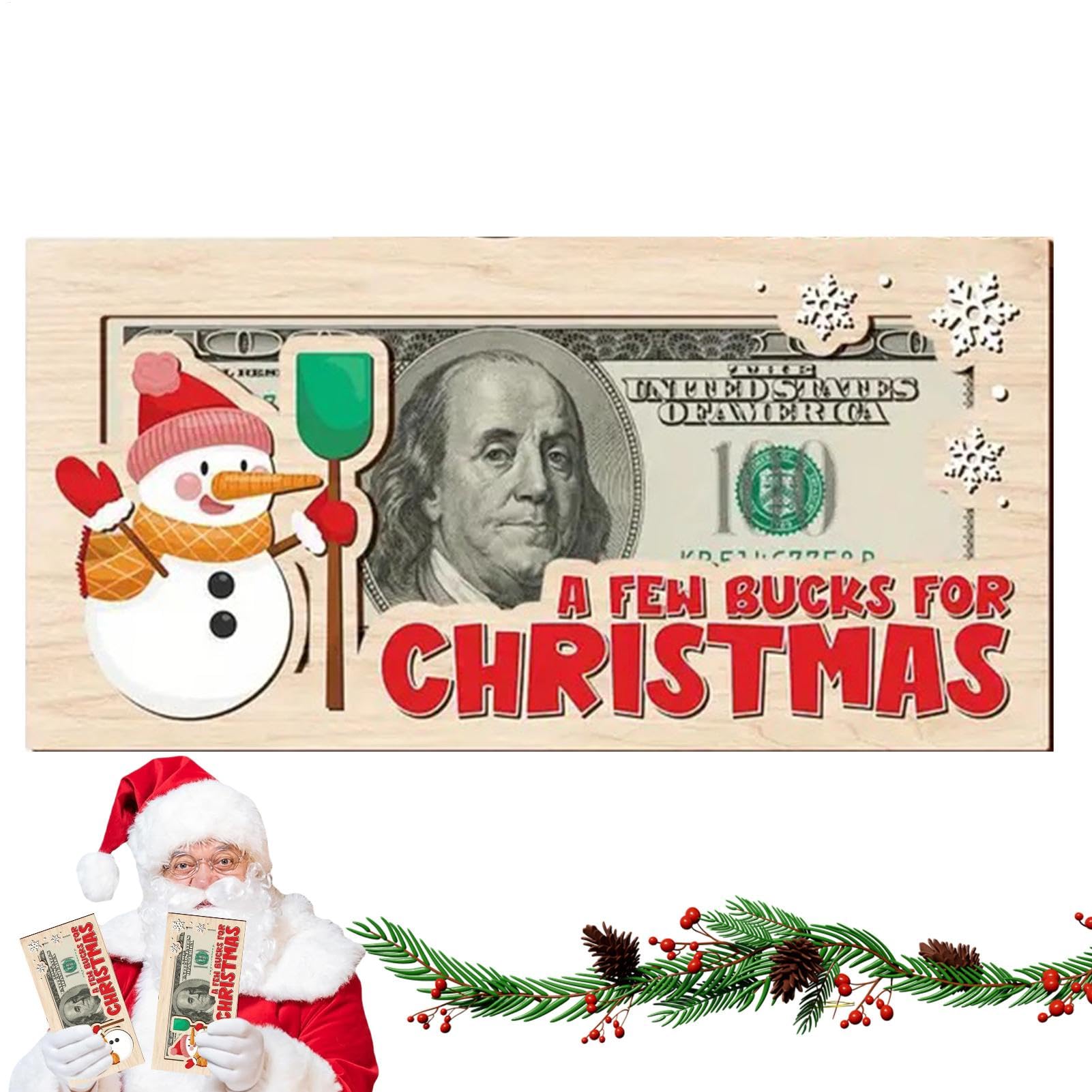 Portadinero navideño de madera tallada ideal para regalar a amigos en el amigo invisible