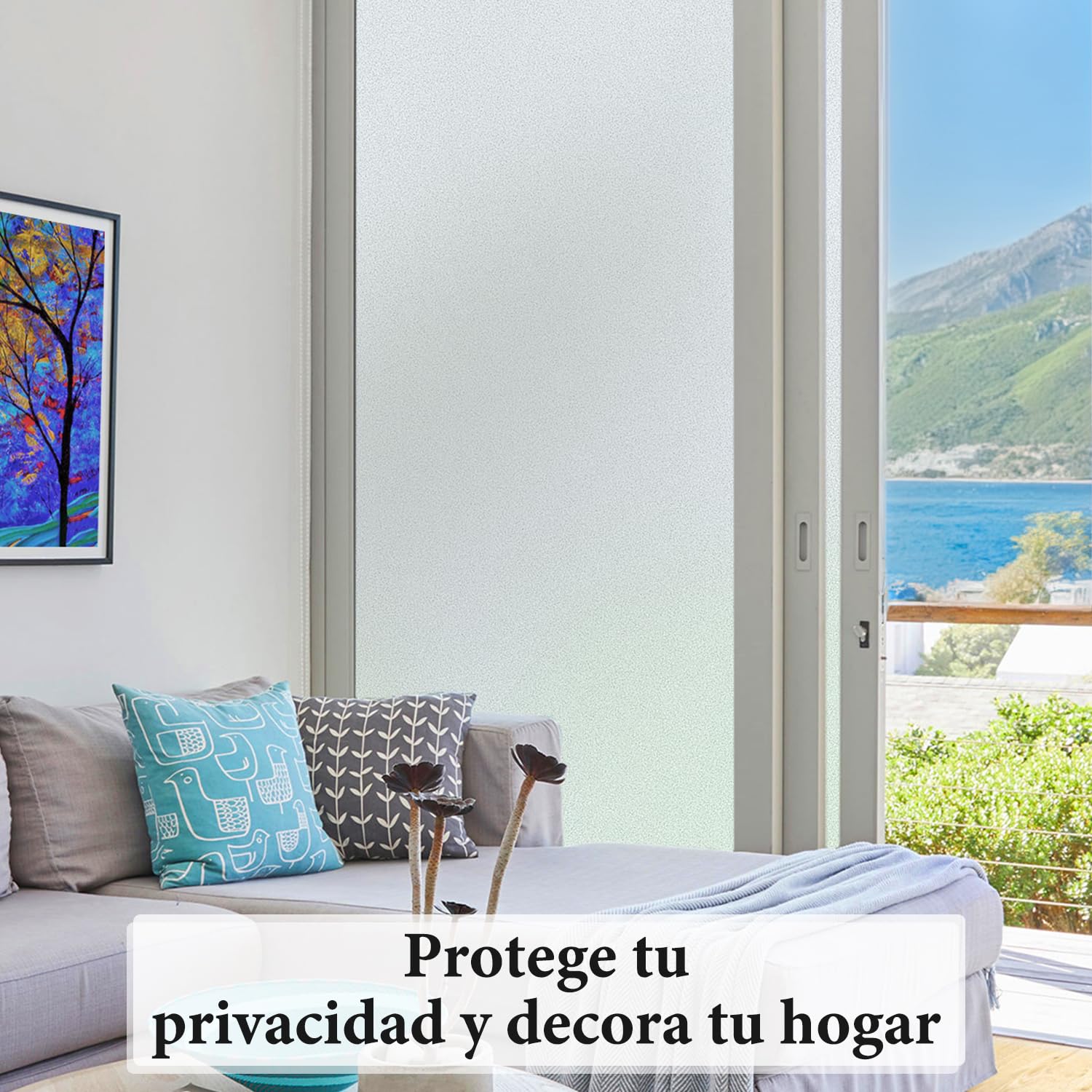 DUOFIRE Vinilo para Ventana de Privacidad Vinilo de Ventana Esmerilada Decorativa del Película de Ventana Autoadhesiva Sin Pegamento Película para Vidrio Anti-UV (60cm X 300cm, DS001)